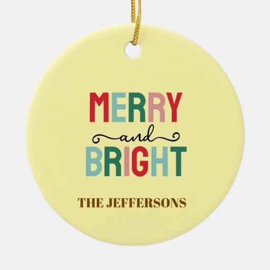 Fijne familie kerstmis gelukkig nieuwjaar keramisch ornament (Voorkant)