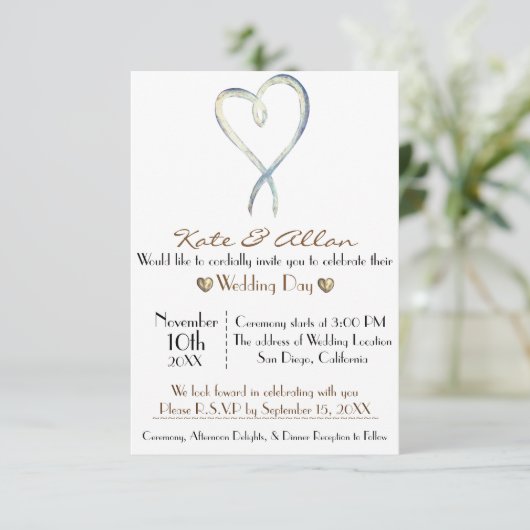 Fijne fancy uitnodiging voor het huwelijk van het  (Staand voorkant)