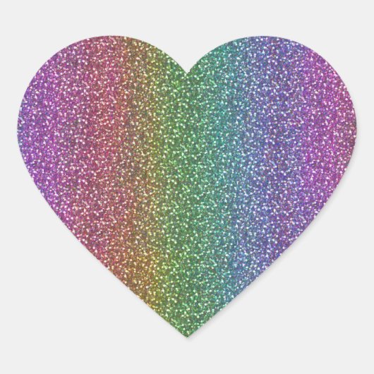 Fijne Faux Glitter Sparkles Shiny Rainbow Hart Sticker (Voorkant)