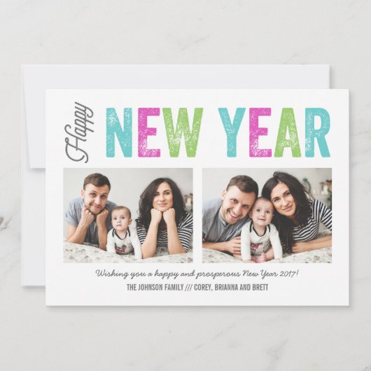 Fijne feestdag 2 jaar, helder en kleurrijk feestdagenkaart (Voorkant)