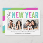 Fijne feestdag 2 jaar, helder en kleurrijk feestdagenkaart (Voorkant / Achterkant)