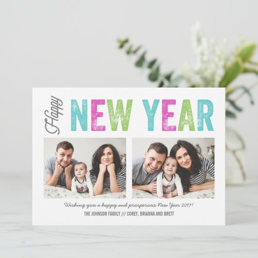 Fijne feestdag 2 jaar, helder en kleurrijk feestdagenkaart (Staand voorkant)