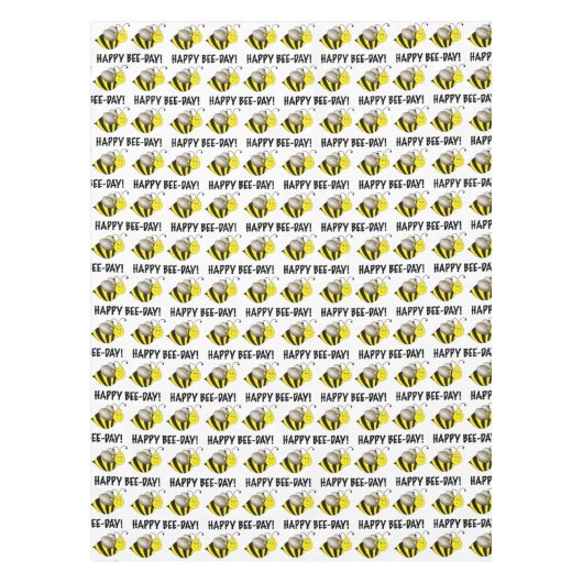 Fijne feestdag feestdag bloem bijen afdrukken tafelkleed (Voorkant)