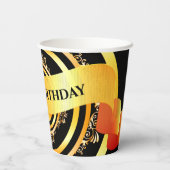 Fijne feestdag in de opgerolde goudstijl papieren bekers (Achterkant)