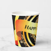 Fijne feestdag in de opgerolde goudstijl papieren bekers (Voorkant)