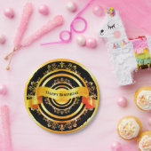 Fijne feestdag in de opgerolde goudstijl papieren bordje (Feest)