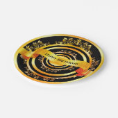 Fijne feestdag in de opgerolde goudstijl papieren bordje (Gekanteld)