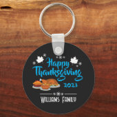 Fijne feestdag met familienaam & Jaar Sleutelhanger (Voorkant)