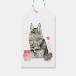 Fijne feestdag van het kattenkaartje Label Cadeaulabel