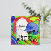 Fijne feestdag voor honkbal aan de Baseball Player Kaart (Staand voorkant)