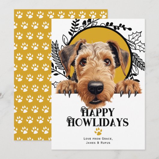 Fijne feestdagen Airredale Terrier Hond Kerstmis Feestdagenkaart (Voorkant / Achterkant)