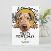 Fijne feestdagen Airredale Terrier Hond Kerstmis Feestdagenkaart (Staand voorkant)