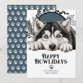 Fijne Feestdagen Alaskan Malamute Hondenkerst Feestdagenkaart (Voorkant / Achterkant)