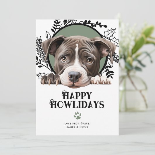 Fijne feestdagen American Pit Bull Dog Kerstmis Feestdagenkaart (Staand voorkant)