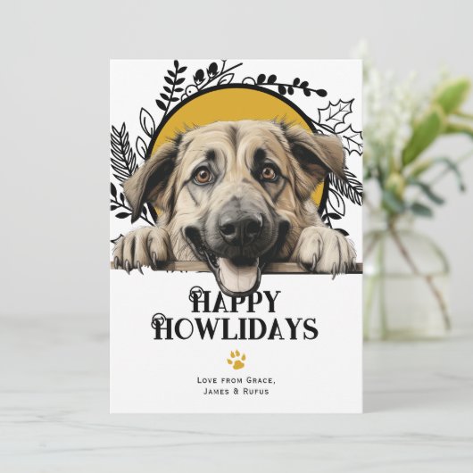 Fijne Feestdagen Anatolische Herder Hond Feestdagenkaart (Staand voorkant)