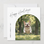 Fijne feestdagen Arch Dog Foto Kerst Feestdagenkaart (Voorkant)