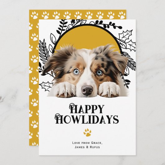 Fijne feestdagen Australian Shepherd Dog Feestdagenkaart (Voorkant / Achterkant)