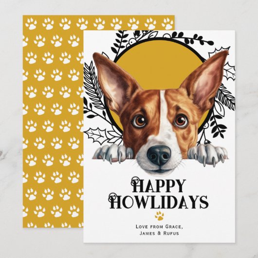 Fijne feestdagen Basenji Hondenkerst Feestdagenkaart (Voorkant / Achterkant)