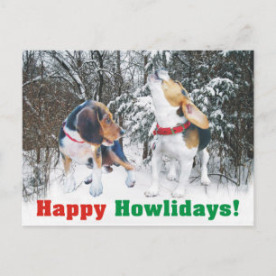 Fijne feestdagen! Beagle Snowy Bossen Post Card Feestdagenkaart