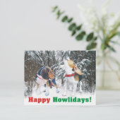 Fijne feestdagen! Beagle Snowy Bossen Post Kaart (Staand voorkant)