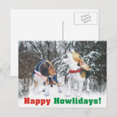 Fijne feestdagen! Beagle Snowy Bossen Post Kaart (Voorkant / Achterkant)