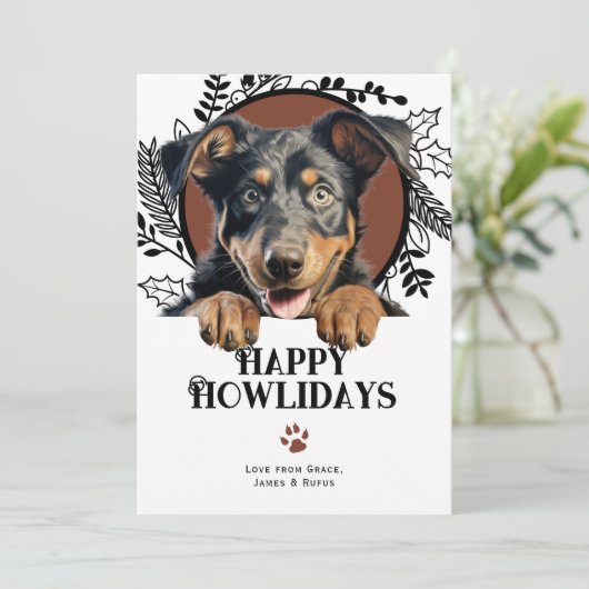 Fijne Feestdagen Beauceron Hond Kerstmis Feestdagenkaart (Staand voorkant)