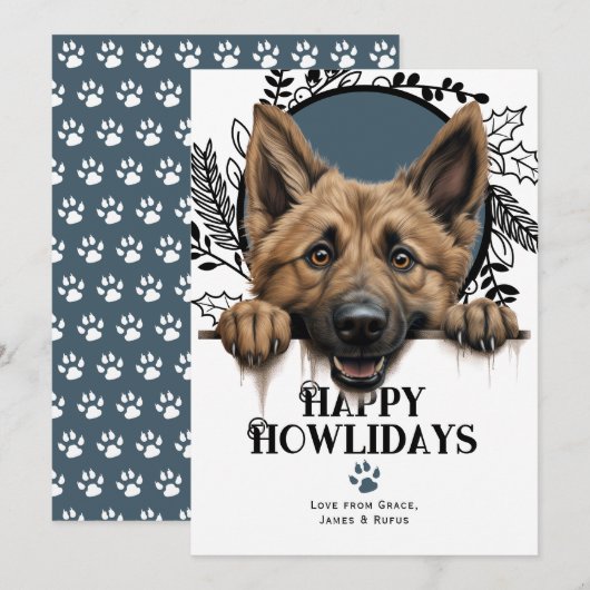 Fijne feestdagen Belgische Herdershond Kerstmis Feestdagenkaart (Voorkant / Achterkant)