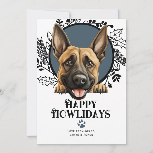 Fijne Feestdagen Belgische Malinois Hondenkerst Feestdagenkaart (Voorkant)