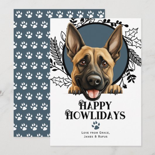 Fijne Feestdagen Belgische Malinois Hondenkerst Feestdagenkaart (Voorkant / Achterkant)