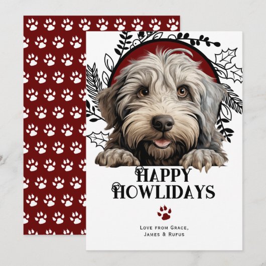 Fijne feestdagen Bergamasco Dog Christmas Feestdagenkaart (Voorkant / Achterkant)