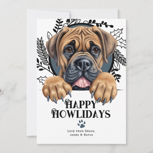 Fijne feestdagen Boerboel Dog Christmas Feestdagenkaart (Voorkant)