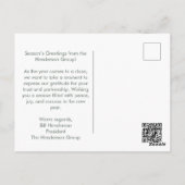 Fijne Feestdagen Bomen Bedrijfs QR Code Briefkaart (Achterkant)