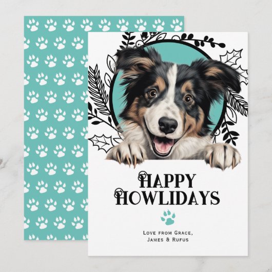 Fijne feestdagen Collie Hond Kerstmis Feestdagenkaart (Voorkant / Achterkant)