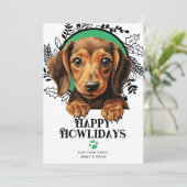 Fijne feestdagen Dachshund Weiner Hondenkerst Feestdagenkaart (Staand voorkant)