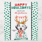 Fijne Feestdagen Dalmatische Hondenvakantie Kerstm Wijn Etiket (Enkel label)