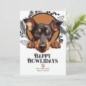 Fijne feestdagen Doberman Pinscher Hondenkerst Feestdagenkaart (Staand voorkant)