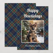 Fijne feestdagen Dog Blue Plaid Christmas Feestdagenkaart (Voorkant / Achterkant)