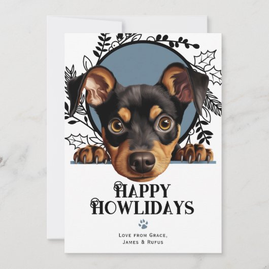 Fijne feestdagen Duitse Pinscher Dog Kerstmis Feestdagenkaart (Voorkant)