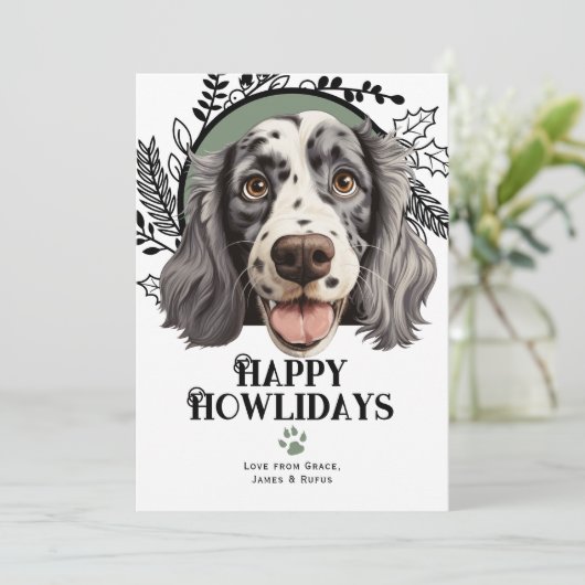 Fijne feestdagen Engels Setter Dog Christmas Feestdagenkaart (Staand voorkant)