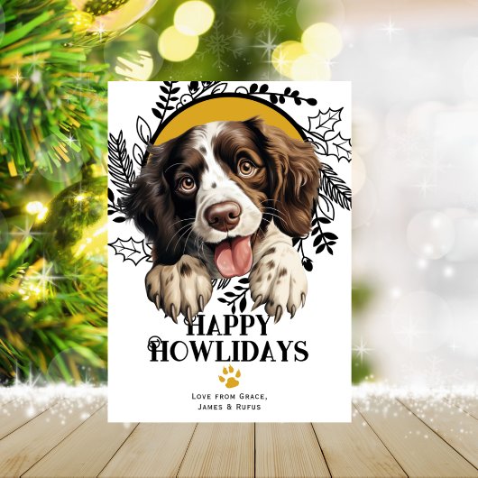 Fijne feestdagen Engels Springer Spaniel Kerstmis Feestdagenkaart