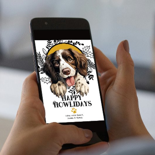 Fijne feestdagen Engels Springer Spaniel Kerstmis Feestdagenkaart