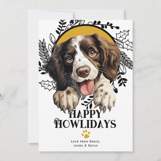 Fijne feestdagen Engels Springer Spaniel Kerstmis Feestdagenkaart (Voorkant)