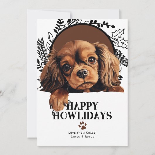 Fijne feestdagen Engelse Speelgoed Spaniel Hondenk Feestdagenkaart (Voorkant)