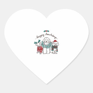 Fijne feestdagen Grappige Hond Kerstcadeau Hart Sticker