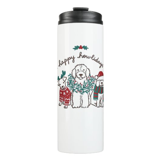 Fijne feestdagen Grappige Hond Kerstcadeau Thermosbeker (Voorkant)