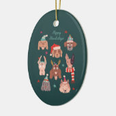 Fijne feestdagen Groene Kersthonden Keramisch Ornament (Links)