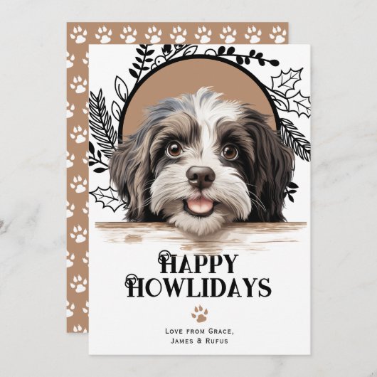 Fijne Feestdagen Havanese Hond Kerstmis Feestdagenkaart (Voorkant / Achterkant)