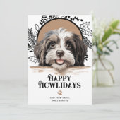 Fijne Feestdagen Havanese Hond Kerstmis Feestdagenkaart (Staand voorkant)