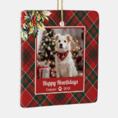 Fijne feestdagen Hond Red Plaid Kerstmis Keramisch Ornament (Rechts)