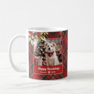 Fijne feestdagen Hond Rood Groen Geplaagd Kerstmis Koffiemok
